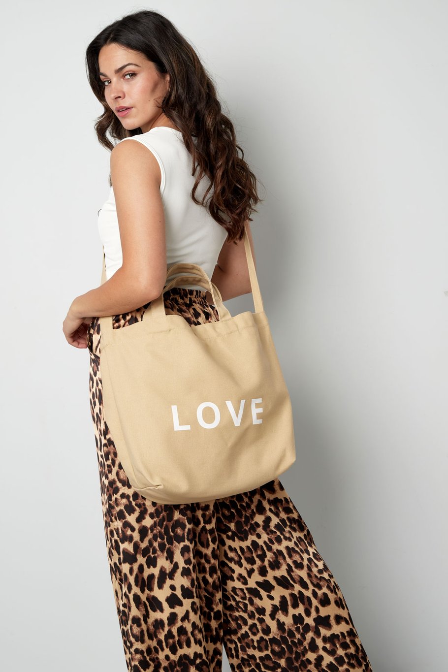 Canvas shopper love - beige h5Picture4